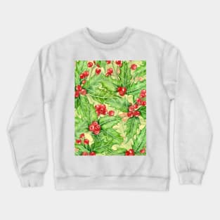 Holly berry watercolor Christmas pattern Crewneck Sweatshirt